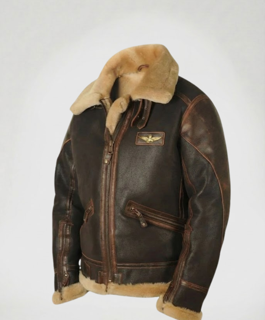 Chaqueta bomber clásica de piel auténtica