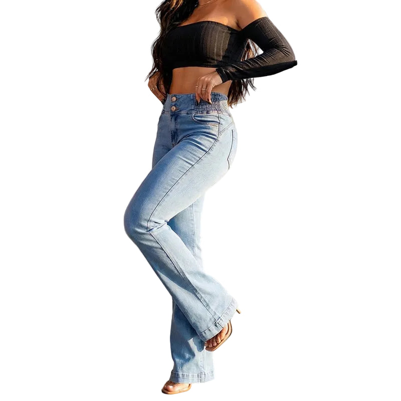 Vaqueros elásticos con cintura alta