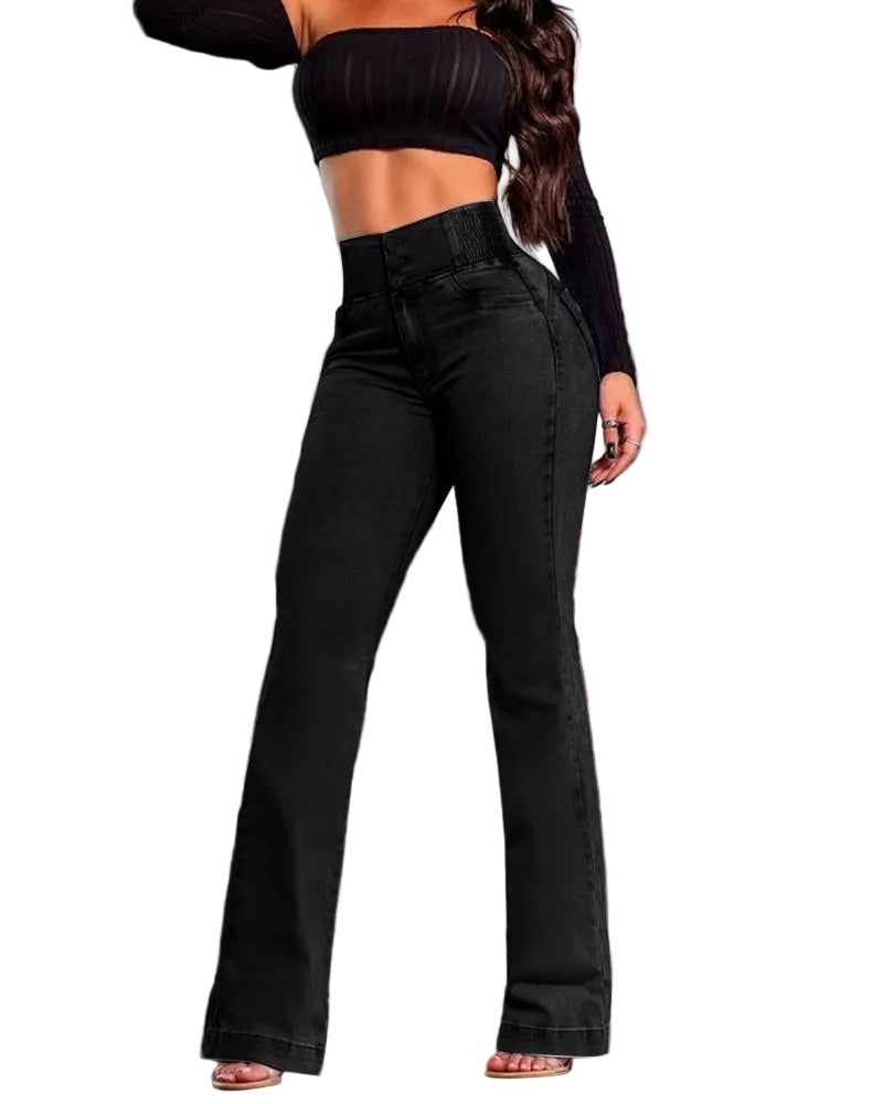 Vaqueros elásticos con cintura alta