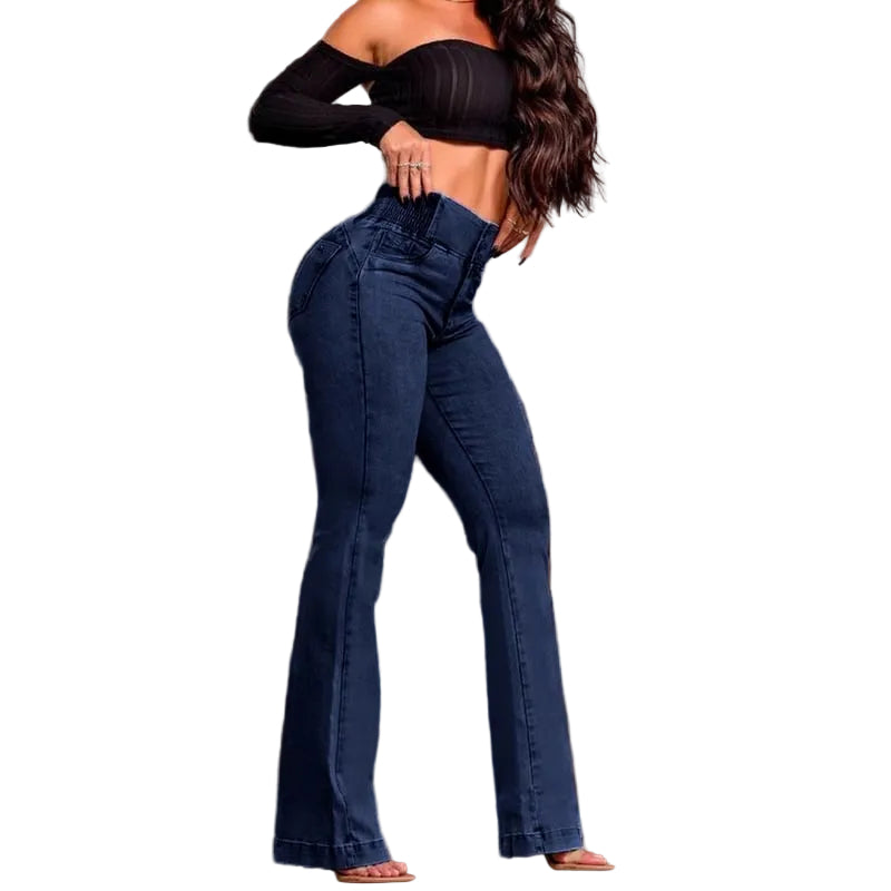 Vaqueros elásticos con cintura alta