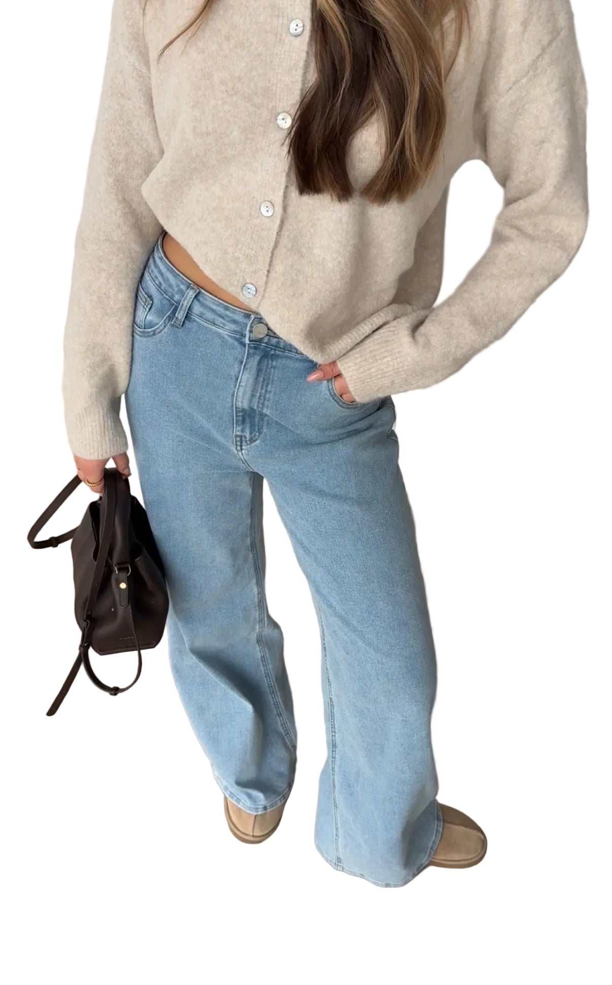 Vaqueros de pierna ancha azul cielo