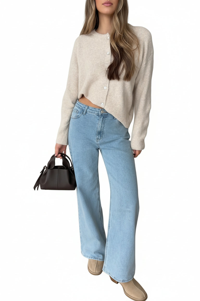 Vaqueros de pierna ancha azul cielo