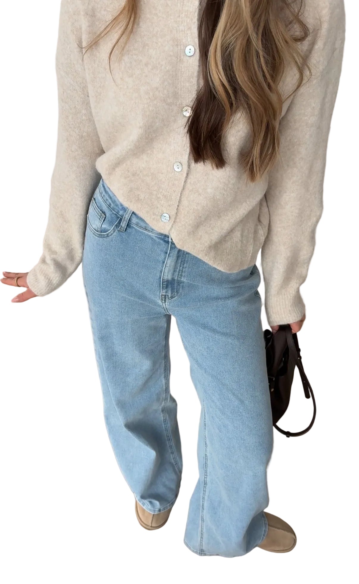 Vaqueros de pierna ancha azul cielo