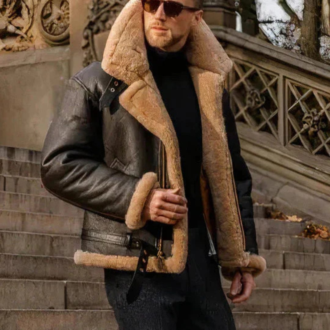 Chaqueta de piel con pelo suave