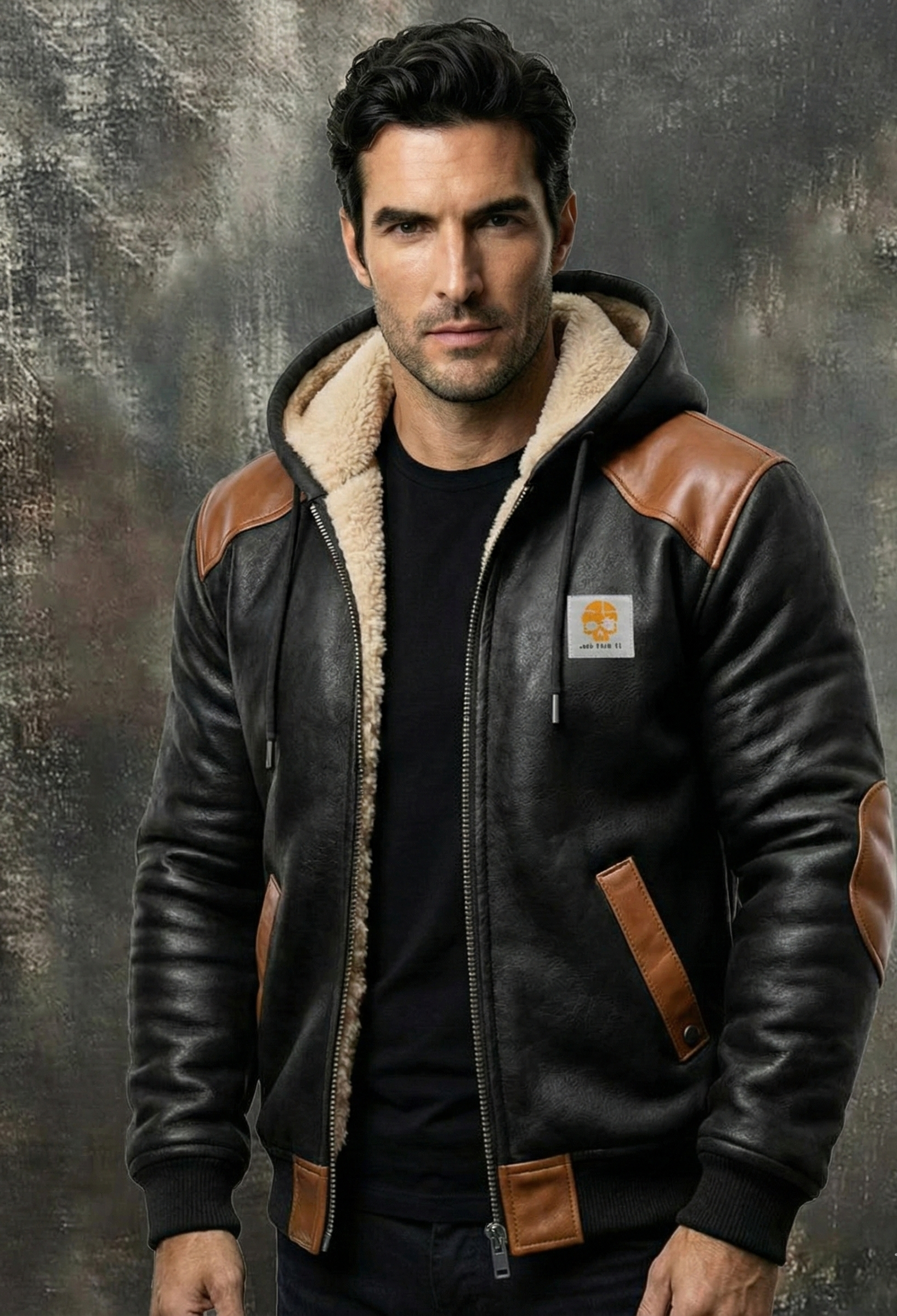 Chaqueta de invierno con refinados detalles de piel.